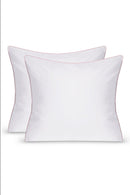 Paire De Taies D'Oreillers - Percale De Coton - Blanc Liseré Rose Nymphe