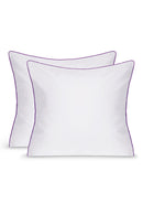 Paire De Taies D'Oreillers - Percale De Coton - Blanc Liseré Aubergine