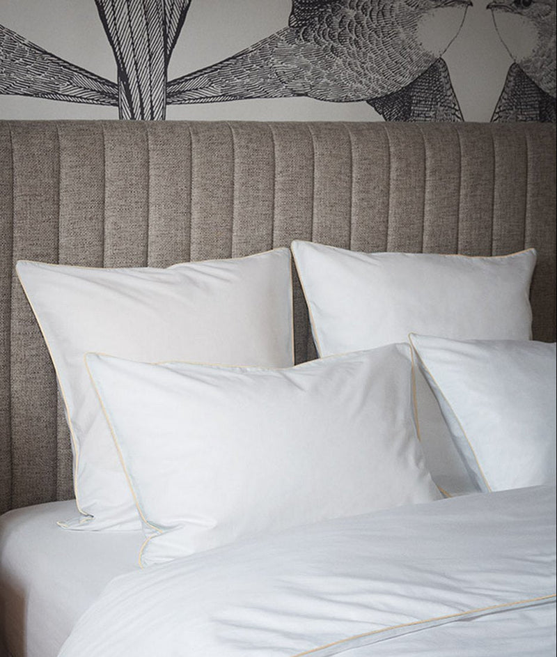 Paire De Taies D'Oreiller - Percale De Coton - Blanc Liseré Ecru