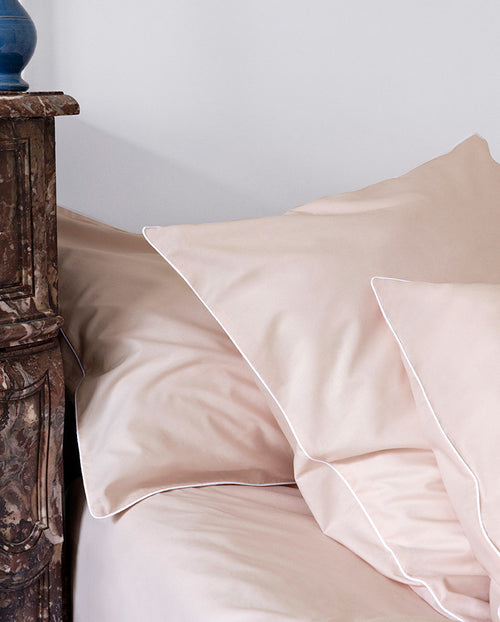 Pair Of Pillowcases - Rose Nymphe Liseré Blanc