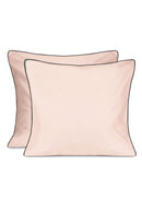 Paire De Taies D'Oreiller - Percale De Coton - Rose Nymphe Liseré Noir