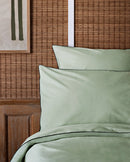 Paire De Taies D'Oreiller - Percale De Coton - Vert Amande Liseré Noir