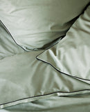 Paire De Taies D'Oreiller - Percale De Coton - Vert Amande Liseré Noir