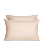 Paire De Taie D'Oreillers Percale De Coton - Finition Liseré - Nude Liseré Blanc