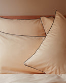 Paire De Taie D'Oreillers Percale De Coton - Finition Liseré - Nude Liseré Noir