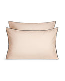 Paire De Taie D'Oreillers Percale De Coton - Finition Liseré - Nude Liseré Noir