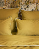 Paire De Taie D'Oreillers Percale De Coton - Finition Liseré - Vert Bronze Liseré Blanc