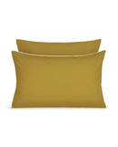 Paire De Taie D'Oreillers Percale De Coton - Finition Liseré - Vert Bronze Liseré Blanc