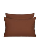 Paire De Taie D'Oreillers Percale De Coton - Finition Liseré - Chocolat Liseré Noir