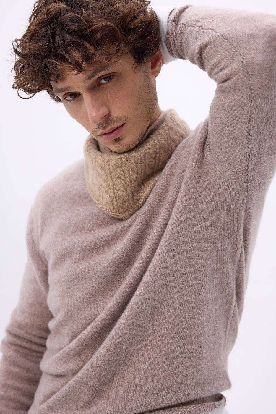 Echarpe Triangle Torsades Tory - Beige Creme - Homme