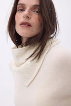 Bufanda triangular de punto trenzado Tory - Blanca - Mujer