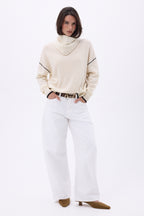 Bufanda triangular de punto trenzado Tory - Blanca - Mujer