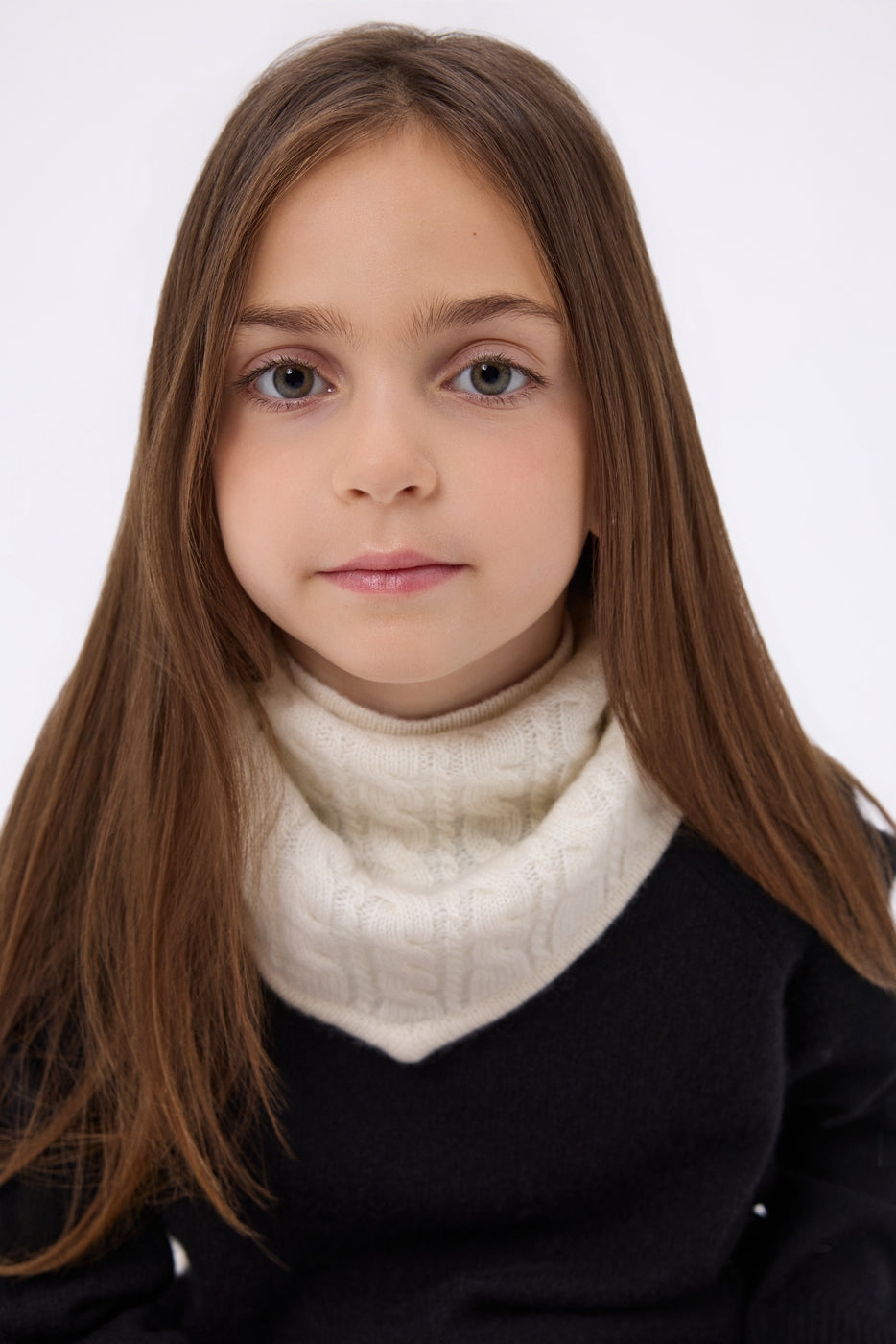 Cable Knit Triangle Scarf Tory - White - Kids