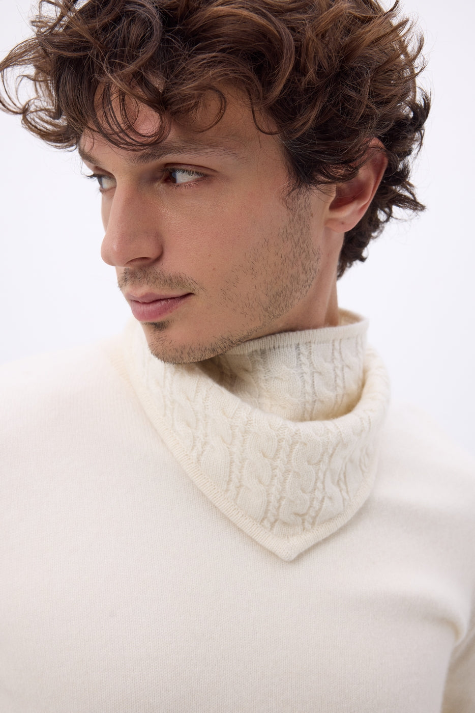 Sciarpa triangolare a trecce Tory - Bianco - Uomo - 100% Cashmere