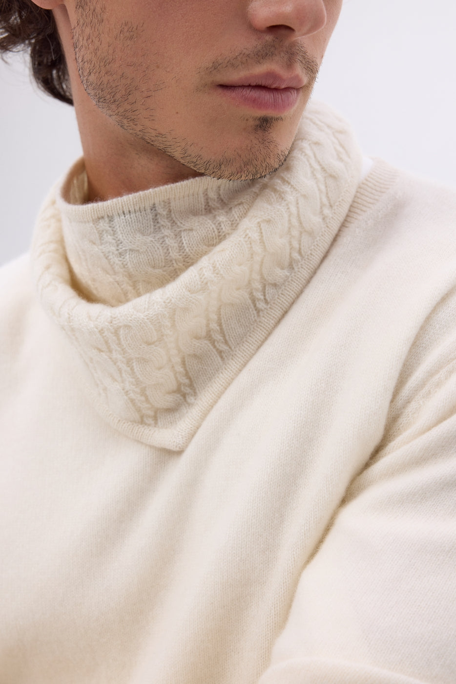 Sciarpa triangolare a trecce Tory - Bianco - Uomo - 100% Cashmere