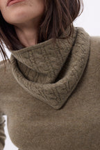 Tory Cable-Knit Triangle Scarf - Heather Khaki - Women