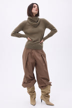 Tory Cable-Knit Triangle Scarf - Heather Khaki - Women