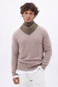 Tory Cable-Knit Triangle Scarf - Mottled Khaki - Men