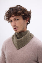 Tory Cable-Knit Triangle Scarf - Mottled Khaki - Men