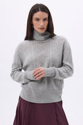Jersey de cuello alto con trenzas oversize Tory - Gris claro - Mujer