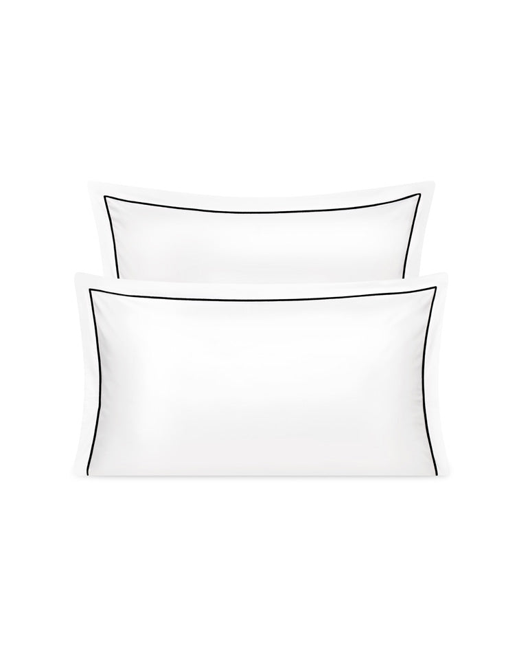 Paire De Taies Satin De Coton - Blanc Bourdon Noir