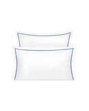 Paire de taies Satin de coton - Blanc bourdon Bleu Cobalt