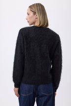 Cárdigan en V – Cachemira cepillada Tova - Negro - Mujer