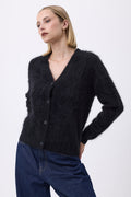 Cárdigan en V – Cachemira cepillada Tova - Negro - Mujer