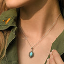Pendentif Argent Aanikaab Turquoise 1 Ct Et Argent Massif