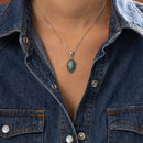 Pendentif Argent Aanikaab Turquoise 1 Ct Et Argent Massif