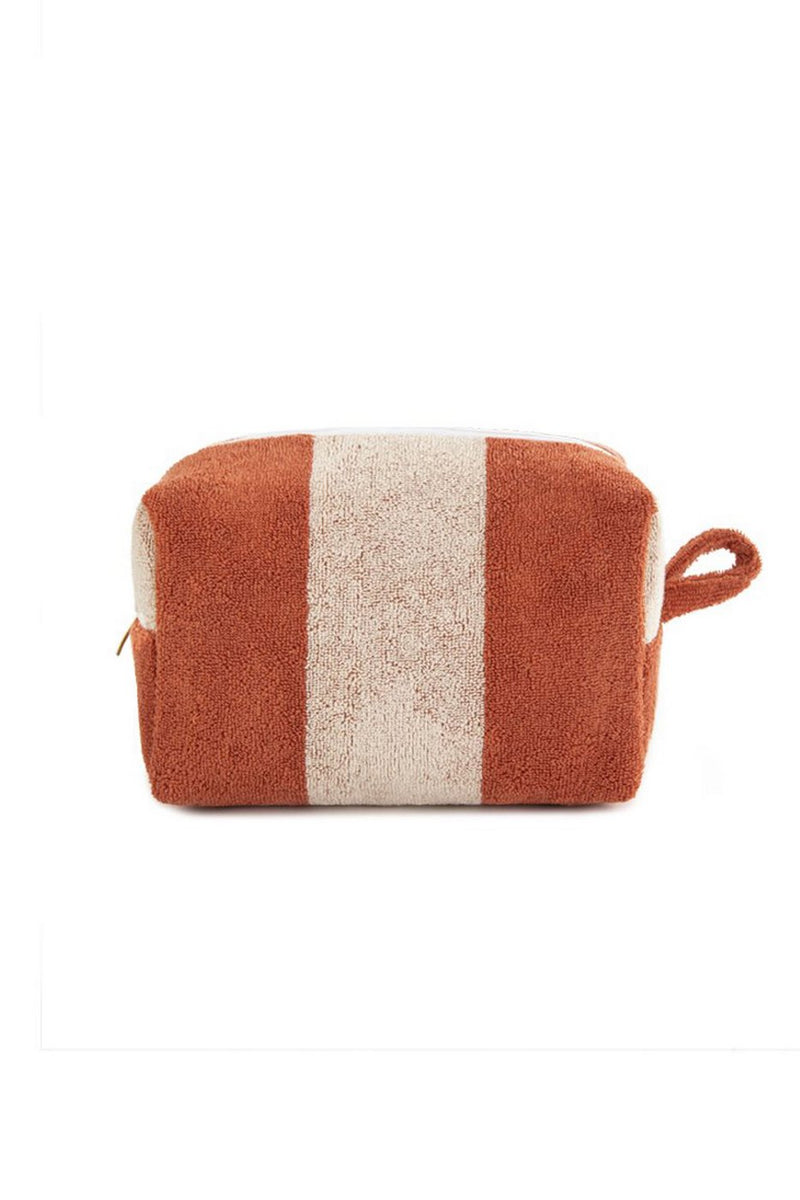 Trousse De Toilette - Éponge - Rayures Rouille / Crème