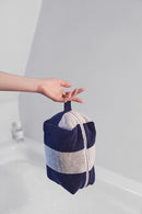 Trousse De Toilette - Éponge - Rayures Bleu Océan / Crème