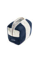 Trousse De Toilette - Éponge - Rayures Bleu Océan / Crème