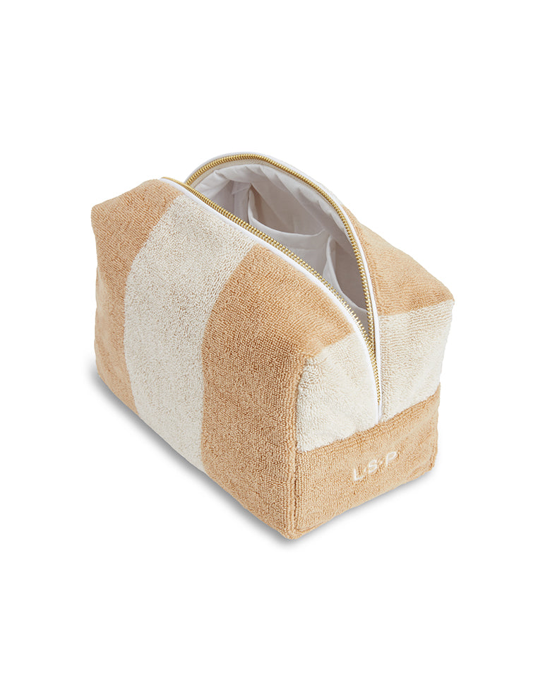 Trousse De Toilette - Éponge - Rayures Sable / Crème