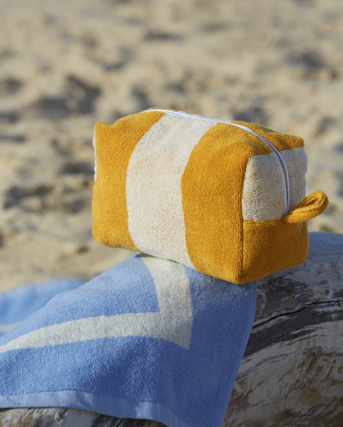 Trousse De Toilette - Éponge - Rayures Sable / Jaune