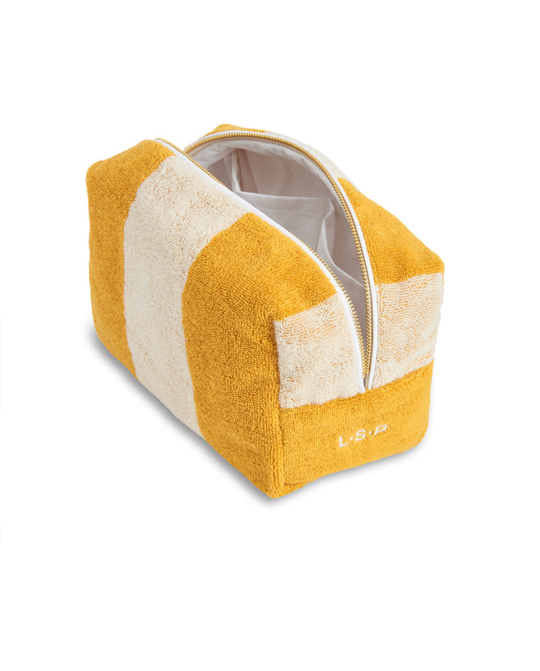 Trousse De Toilette - Éponge - Rayures Sable / Jaune