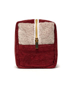 Terry Towelling Wash Bag - Garnet Red / Cream