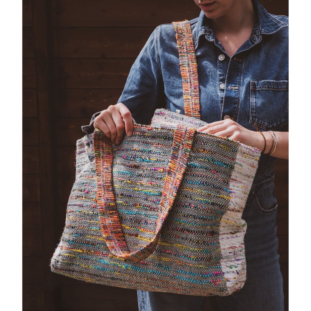 Bolso tote de tres materiales