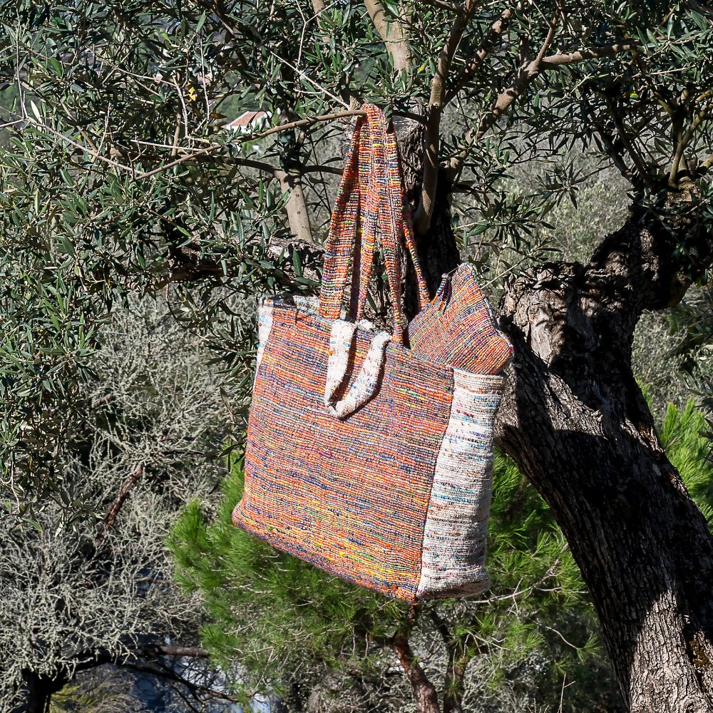 Bolso tote de tres materiales