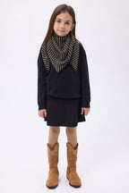 Bandana Triangle Rayé - Khaki Chine Noir - Enfant
