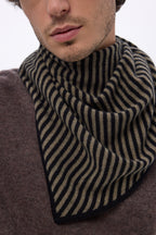 Bandana Triangle Rayé - Khaki Chine Noir - Homme