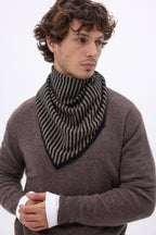 Bandana Triangle Rayé - Khaki Chine Noir - Homme