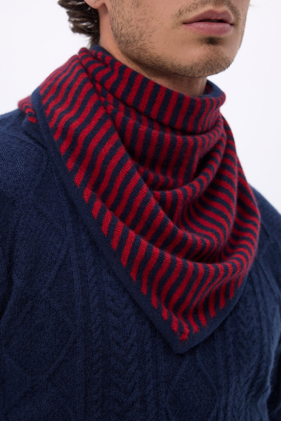 Bandana triangular de rayas - Marino rojo - Hombre