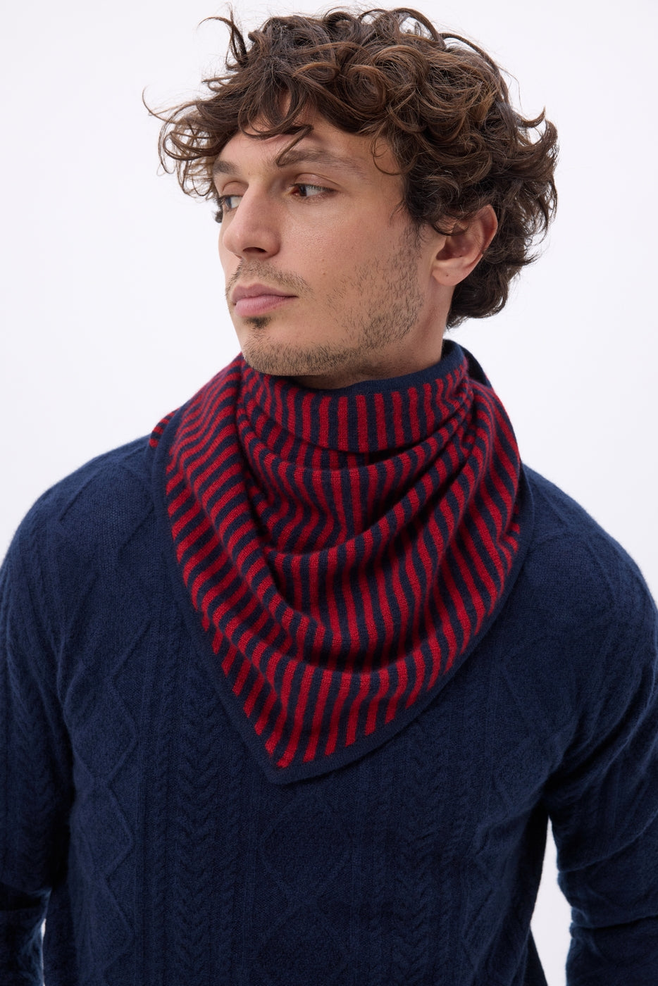 Bandana triangular de rayas - Marino rojo - Hombre