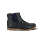 Pom d'Api – Pom D'Api - Trip Jodzip - Marine, une botte en cuir bleu marine avec une semelle marron clair