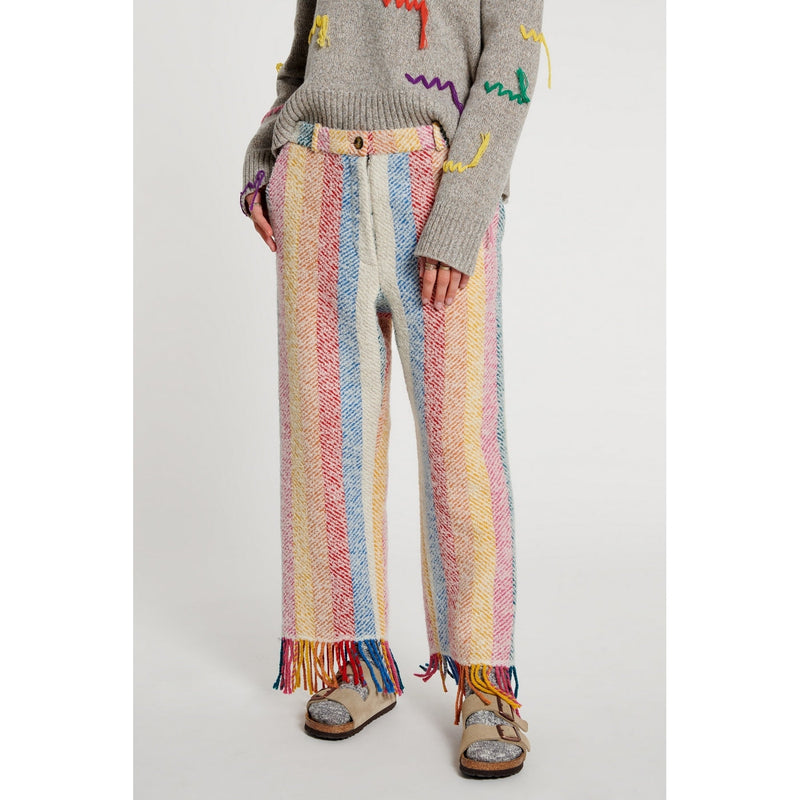 Pantalon Stripe Blanket Fringed Hem
