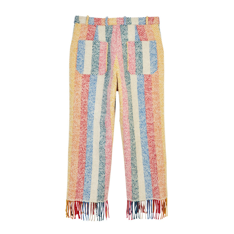 Pantalon Stripe Blanket Fringed Hem