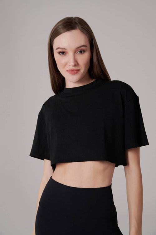 T Shirt Crop - Noir