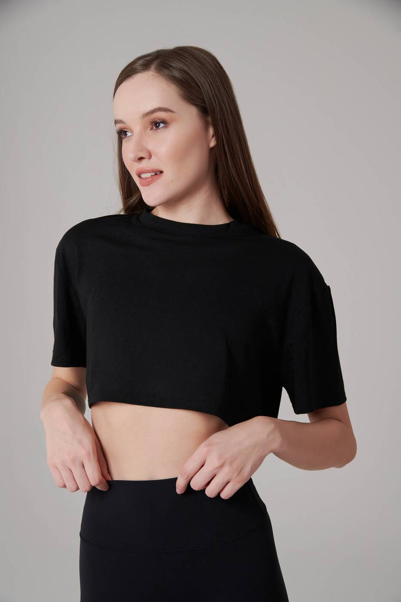 T Shirt Crop - Noir