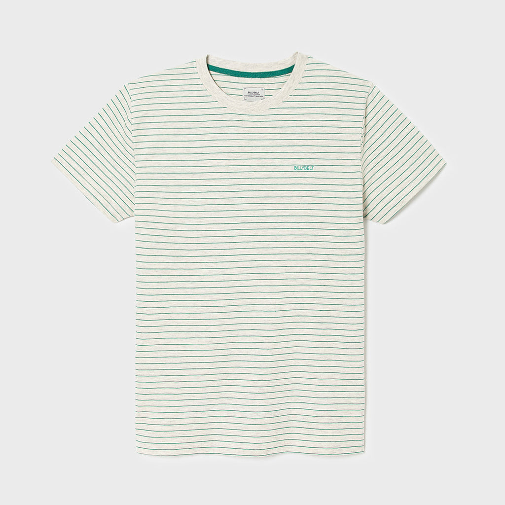 100% Organic Cotton Authentique T-Shirt - Striped Green And Light Grey